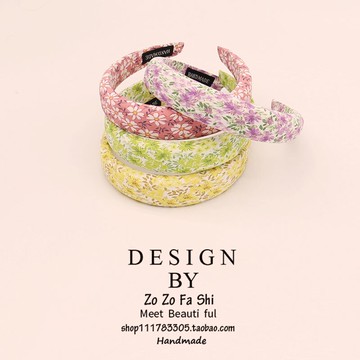 韓國發箍網紅2022年新款碎花印花復古法式寬邊頭箍洗臉發卡頭飾女