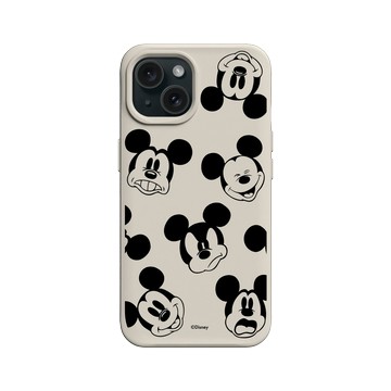 iPhone 15 SolidX 貝殼灰 - 迪士尼-米奇 Mickey - 黑標款-米奇的有趣表情