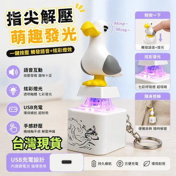 12H台灣出貨✨ 發光 發聲 按壓 鑰匙扣 海鷗造型 USB 充電 學生 紓壓 惡搞 玩具 創意小物 創意掛飾 書包掛件