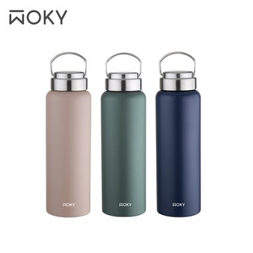 【WOKY 沃廚】提手輕芯鈦瓷易潔層保溫瓶800ml (3色可選)
