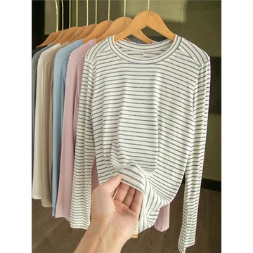 【口碑高品質跑量款】萊賽爾柔軟羊毛上衣套頭圓領長袖打底衫內搭