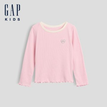 【GAP】babyGap羅紋撞色T恤-粉色(907110)