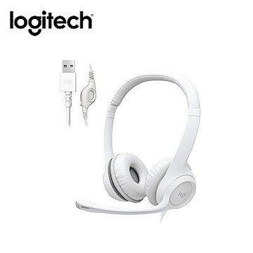 羅技 logitech USB耳機麥克風H390-珍珠白