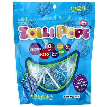 Zollipops, 潔牙棒棒糖，藍樹莓味，3.1 盎司（88 克）
