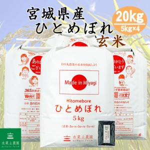 新米 令和5年産 米 お米 玄米 20kg (5kg×4袋) 宮城県産 ひとめぼれ 古代米30g付き