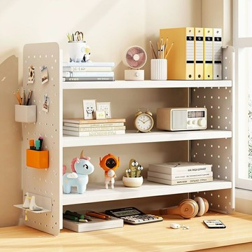 桌上置物架 收納架 桌麵置物架學生學習辦公桌鐵藝收納整理架電腦桌多層洞洞闆書架子 桌面 收納架 桌上收納 收納 文具架