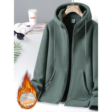 搖粒絨外套男女加絨加厚連帽衫拉絨衛衣寬松加肥加大碼保暖抓絨衣