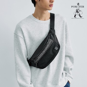 PORTER INTERNATIONAL - 牛仔拼接PATCH WORK腰包 - 黑