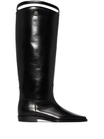 TOTEME - square-toe strap riding boots - women - Leather/Leather/Leather - 41 - Black