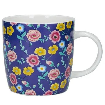 《KitchenCraft》骨瓷馬克杯(繁花藍400ml) | 水杯 茶杯 咖啡杯