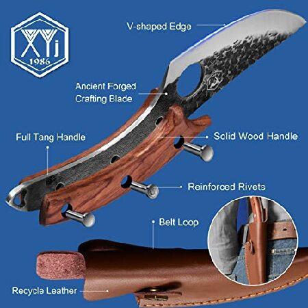 XYJ FULL TANG 5.5 Inch Stainless Steel Boning Knife Chef Fishing Knives Carry Leather Sheath Outdoor Cooking Knives Meat Butcher Knife For Camping Kit