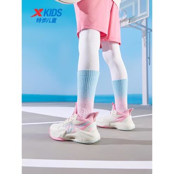 特步童鞋秋冬新款中大童女童時尚高幫籃球鞋兒童運動休閑防滑球鞋