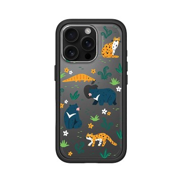 iPhone 16 Pro Mod NX 黑 - RHINOSHIELD X Taipei Zoo - 臺灣山林插畫（臺灣黑熊、穿山甲、石虎）