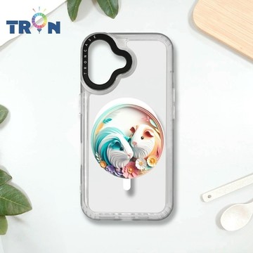 TRON IPHONE 16 可愛紙雕天竺鼠 MAGSAFE 磁吸 防摔 太空殼 透白 手機殼