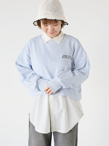 清爽標語刺繡長袖上衣(FD41L1C0880) - Lugnoncure