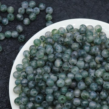 大孔珠子 天然精品水草瑪瑙8mm大孔2-3mm散珠子 diy編織飾品配件