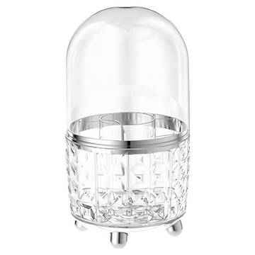 小麥購物 旋轉化妝刷收納盒 C638 372g  1個  12.2 x 12.2 x 22cm  透明銀