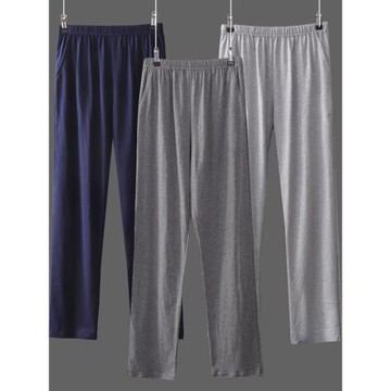 2條1條裝純棉男士睡褲夏薄款寬松大碼全棉家居褲春夏外穿空調褲秋