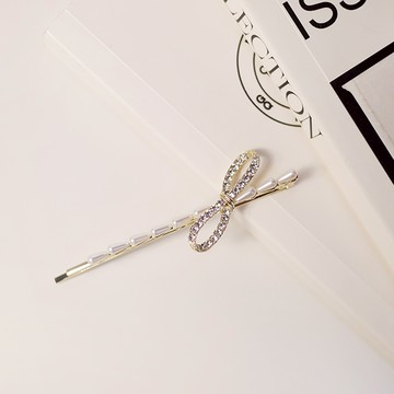 G&G珍珠鑽蝴蝶結一字夾