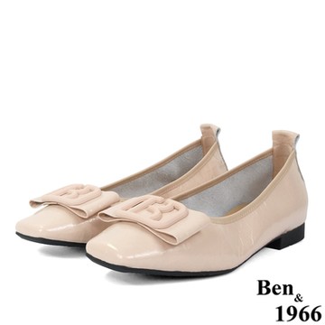 Ben&1966高級牛油皮時尚方頭包鞋-淺粉(236392)