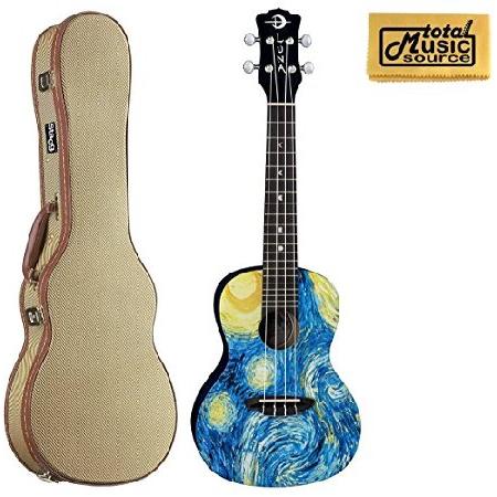 Luna UKE STR C Uke Starry Night Ukulele, Concert with Tweed Hard Case