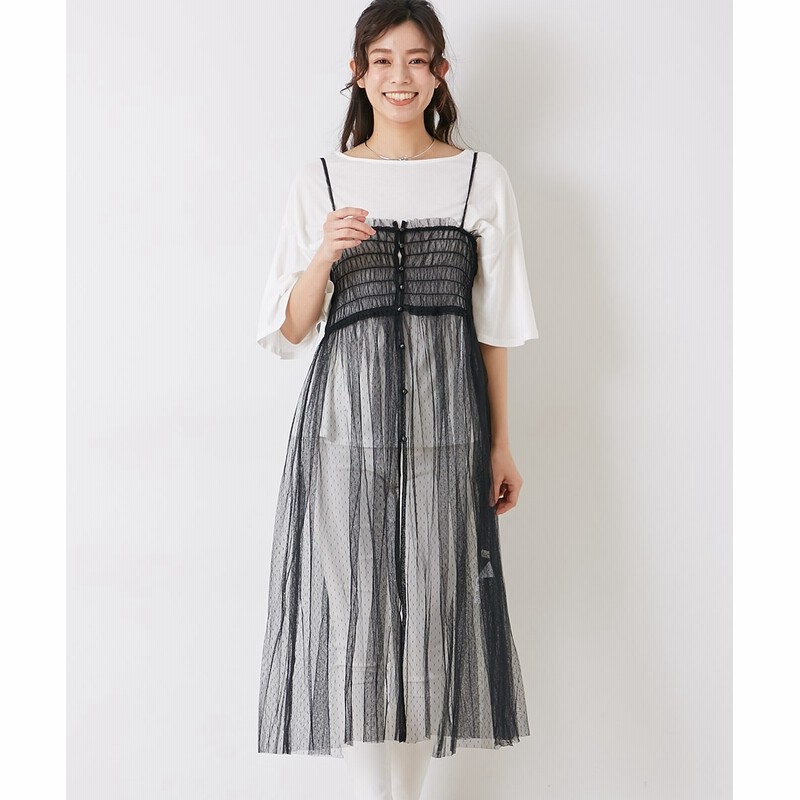 Earth Music Ecology ドットチュールキャミワンピース 通販 Lineポイント最大1 0 Get Lineショッピング