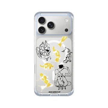 iPhone 17 Pro Max ClearX (MagSafe 兼容) 冰透藍 - MUG CUP GUY - 貓咪