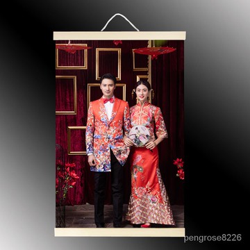 【優選精品】照片大型衝印定製實木掛軸海報定製個性照片日厤定製裝飾藝術掛畵ins日韓風 OBMH