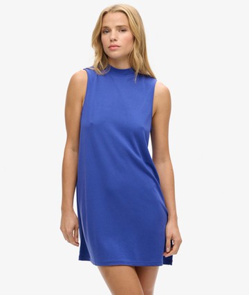 Superdry Women's Women's Classic Sleeveless A-line Mini Dress, Blue, Size: 14 Size: 10