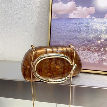 大理石亞克力手抓晚宴包金屬盒子小方包宴會百搭手機手拿斜挎小包