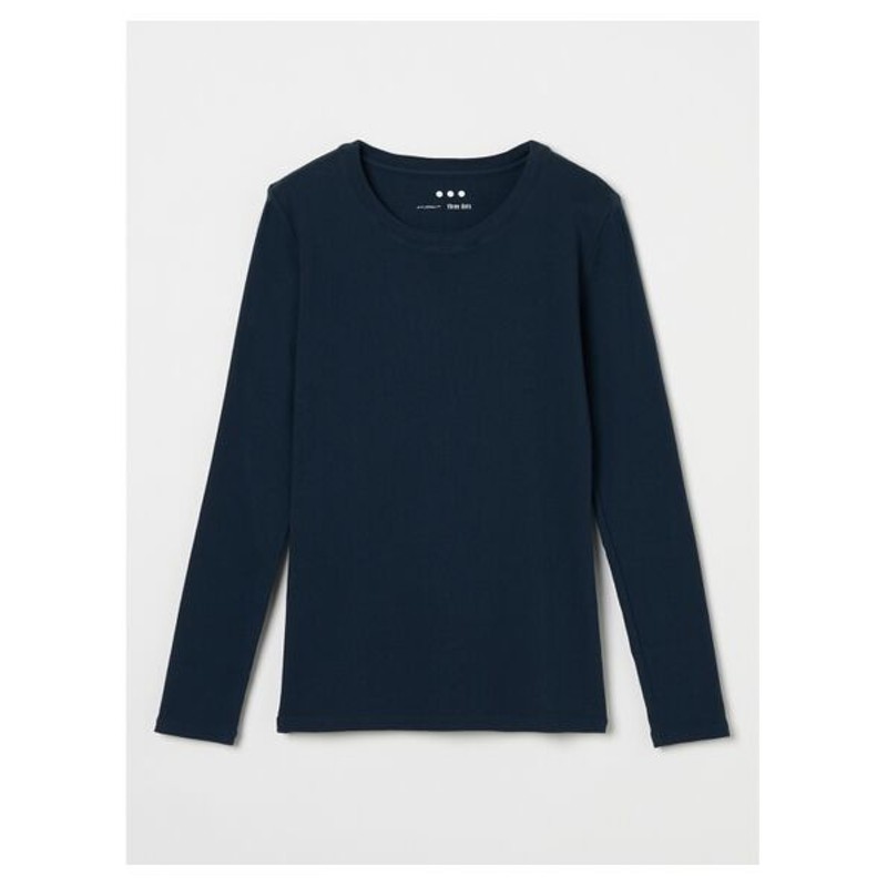 three dots/スリードッツ cotton knit l/s crew neck tee dark indigo