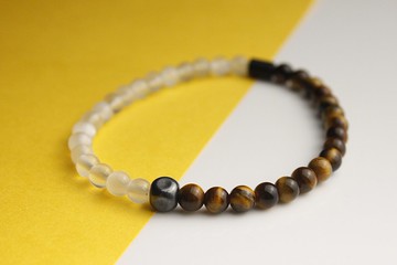 礦物色票 | 黃石公園 // 月光石黃虎眼純銀手鍊//