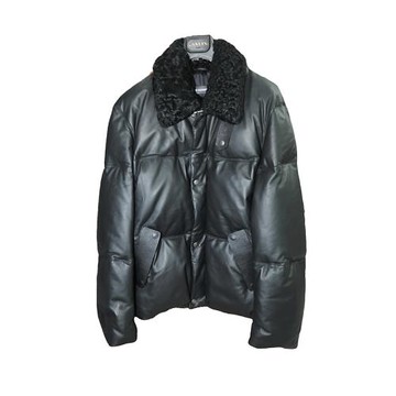 Jil Sander Raf Simons 2012AW巔峰期黑色羊皮羽絨夾克皮衣 IT48