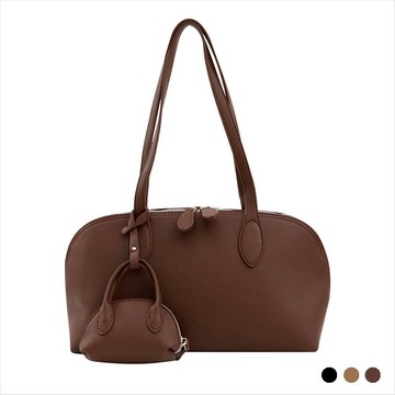 天藍小舖-簡約荔枝紋肩背貝殼子母包-共3色-A15153077