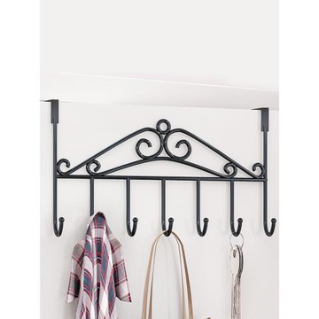 免打孔門后掛鉤置物架廚房浴室鐵藝門上掛衣架壁掛免釘無痕衣帽鉤