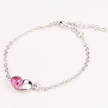 925純銀手鍊 水晶手環-簡約大方愛情密語生日情人節禮物女飾品7色73jr55【獨家進口】【米蘭精品】