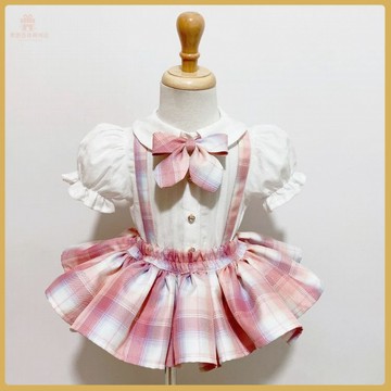 👍百搭童裝👍女童jk製服套裝夏2025新款夏季女寶寶學院風兩件套週嵗半身格子裙 WRJH