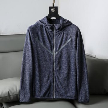 秋季新款客供花紗針織面料 男士運動休閑百搭連帽開衫衛衣外套