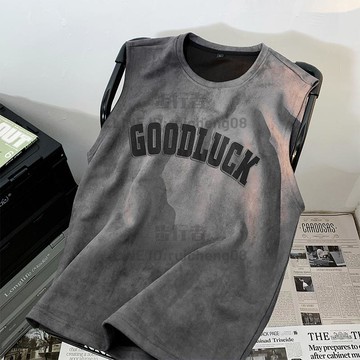 背心男夏季冰絲薄款速干上衣籃球運動坎肩健身美式麂皮絨無袖t恤【步行者戶外生活館】