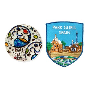 造型布貼＋磁鐵【2件組】 西班牙巴塞隆納巴薩隊磁鐵冰箱貼＋西班牙桂爾公園外套電繡 伴手禮物 紀念磁鐵 冰箱磁貼 造型磁鐵 _廠商直送