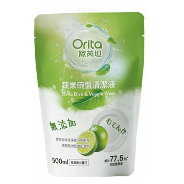 歐芮坦蔬果碗盤清潔液補充包500ml