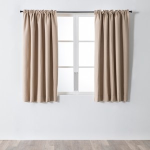 PALETTE三明治遮光條紋緹花半腰窗簾270x165cm 彌月咖