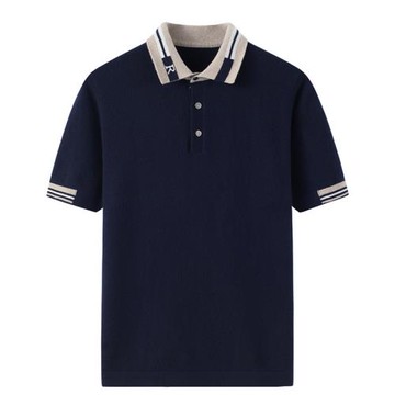 羊絨衫男短袖半袖翻領T恤領POLO衫秋冬季黑色毛衫針織衫毛衣K2187