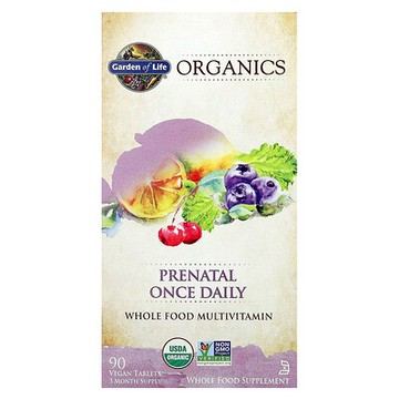 Garden of Life, MyKind Organics，產前複合維生素和礦物質，每日一片，90 片素食片