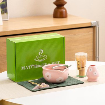 跨境專供日式抹茶茶具套裝7件套彩盒陶瓷百本立茶筅日本抹茶碗