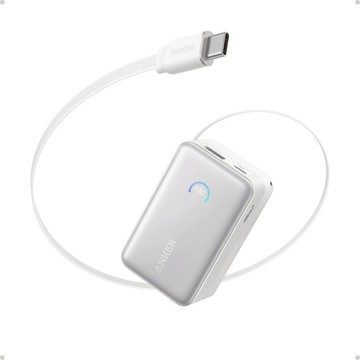 【ANKER】A1638 行動電源 10000mAh 45W 自帶伸縮線 白色