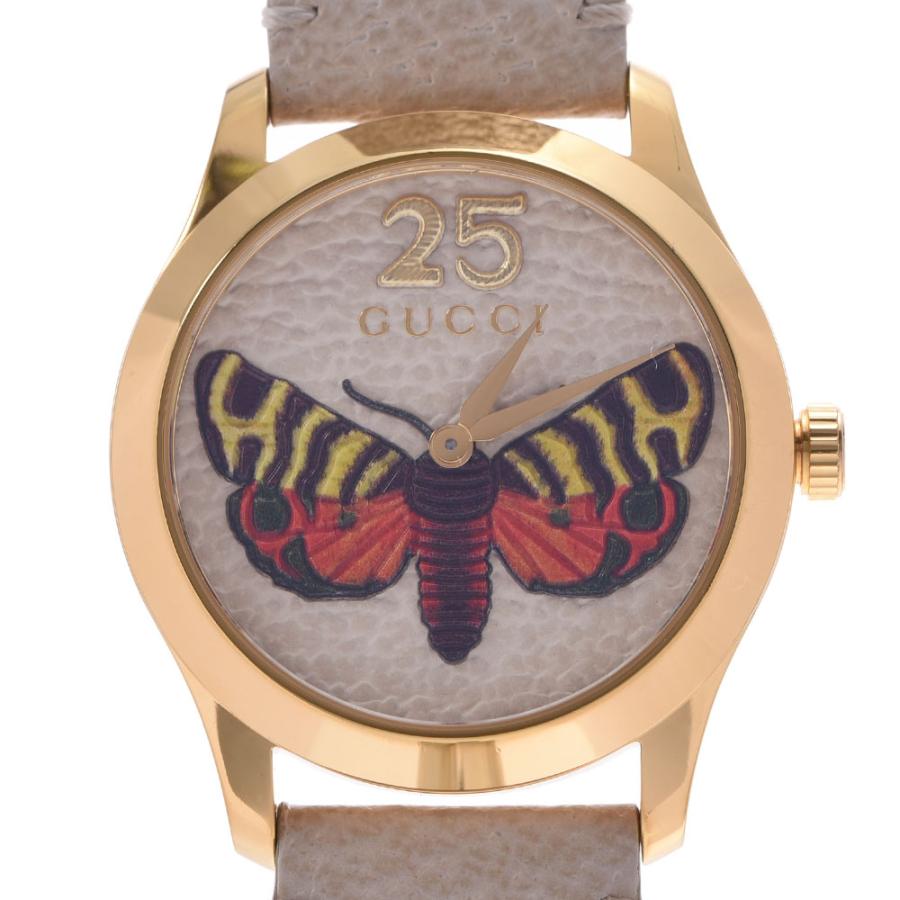 GUCCI グッチ Gタイムレス 蝶 126.4 メンズ GP/革 腕時計 クオーツ アイボリー系文字盤 ABランク 中古 銀蔵 |  LINEブランドカタログ