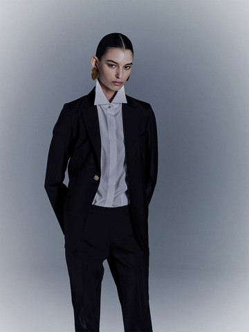 Sheer Wool-Nylon Classic Jacket [Black]