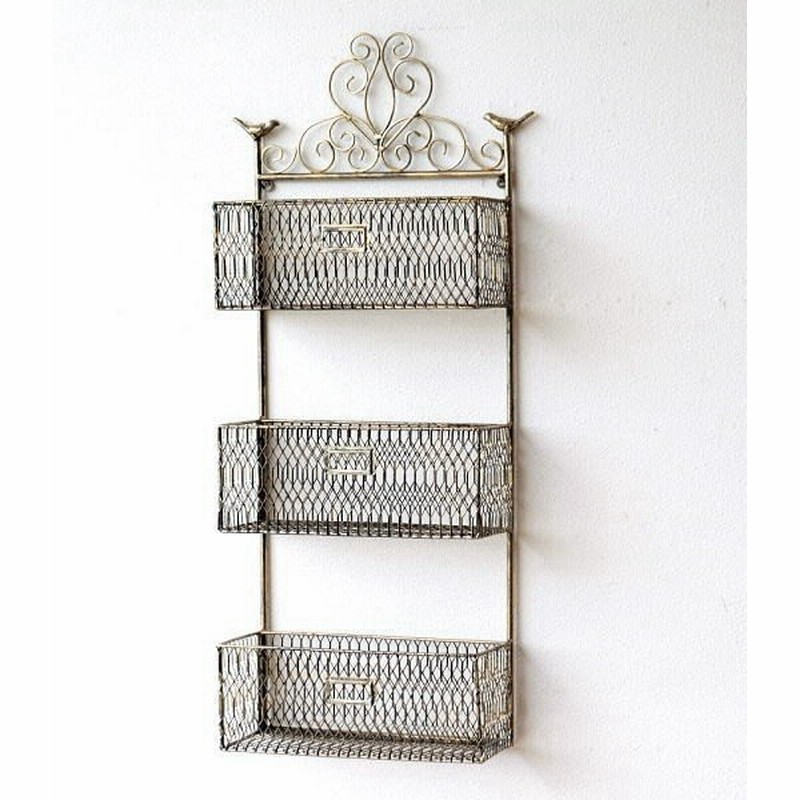 ウォールラック 壁掛け バスケット 収納 アイアン メッシュ 小物入れ ボックス おしゃれ シャビー アンティーク レトロ アンティークな3段バスケット 通販 Lineポイント最大0 5 Get Lineショッピング