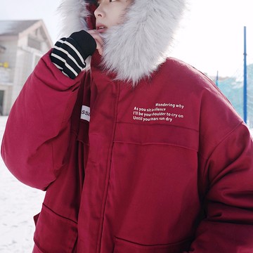 FINDSENSE品牌 秋冬季 新款 韓國 嘻哈純色 個性棉衣 長袖 運動 加厚 寬鬆顯瘦 外套  時尚 潮流上衣